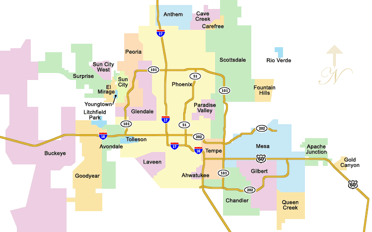 Phoenix Arizona Drink Masters Bartending Services Map